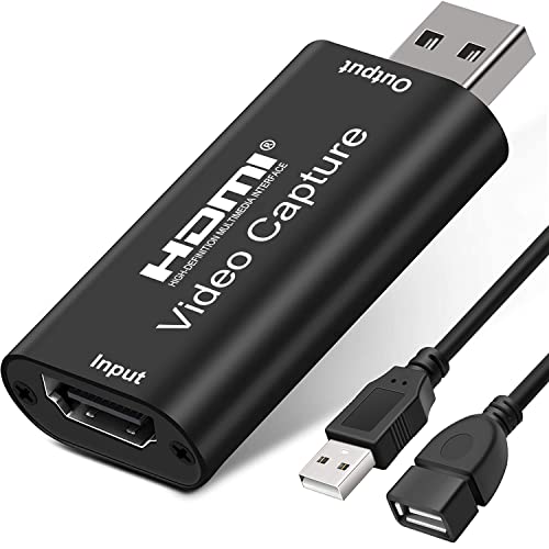 AMZHRLY 4K HDMI to USB 2.0 Video Capture Card 1080P Cam Link Card Game Capture Card Adapter Screen Record Capture Device for Streaming, Gaming, Video Conference, Teaching, Live Broadcasting - Black