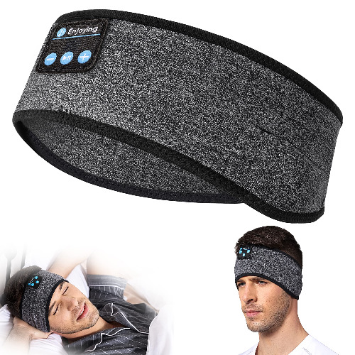 Headphones for Sleeping, Perytong Sleep Headphones Bluetooth Headband, Noise Cancelling Sleep Headband with Ultra-Thin HD Stereo Speakers Perfect for Side Sleepers, Insomnia, Workout, Jogging, Yoga - Black&Grey