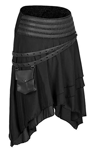 Alivila.Y Fashion Corset Womens Brown Steampunk Gothic Skirt Victorian Pirate Skirts - X-Large - Black