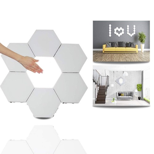 Hexagon LED Lights,Smart LED Light Panels Touch Control Wall Light Hexagonal Modular Light DIY Geometry Splicing Hex Light Honeycomb Hallway Night Light for Home Office Hotel Bar Festive Gift,6 Pack