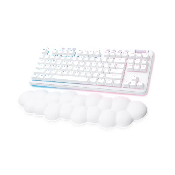 Logitech G715 Wireless Mechanical Gaming Keyboard with LIGHTSYNC RGB Lighting, Lightspeed, Tactile Switches (GX Brown), and Keyboard Palm Rest, PC and Mac Compatible, White Mist - Wireless Tactile Keyboard