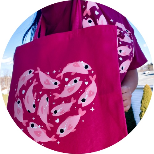 Crybaby! Screenprinted Canvas Tote Bags - Pink Crybabies (Pink)