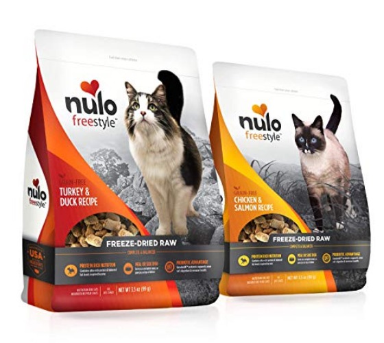 Nulo Freeze Dried Raw Cat Food Variety Pack: Natural Grain Free Formula with GanedenBC30 Probiotics for Digestive & Immune Health - All Ages & Breeds - 2 x 3.5oz Bags (Chicken/Salmon & Turkey/Duck) - 3.5 Ounce (Pack of 2) - Variety Pack