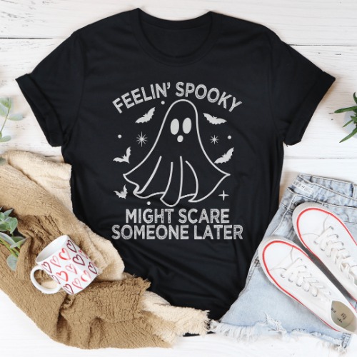 Feelin' Spooky Might Scare Someone Later Tee - Black Heather / XL