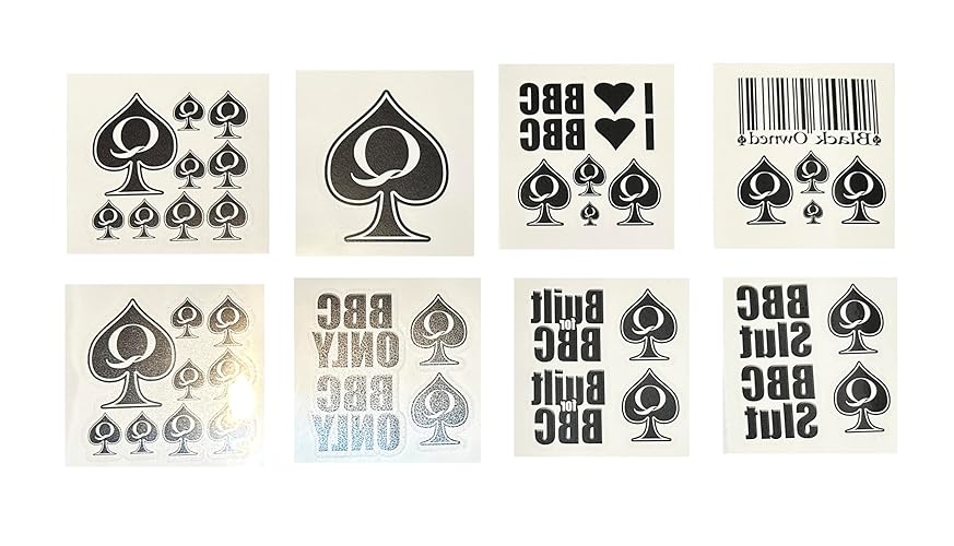 8 Sheets of QoS Related Temporary Tattoo Set