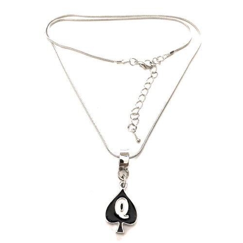 Queen Of Spades - Silver Charm Necklace