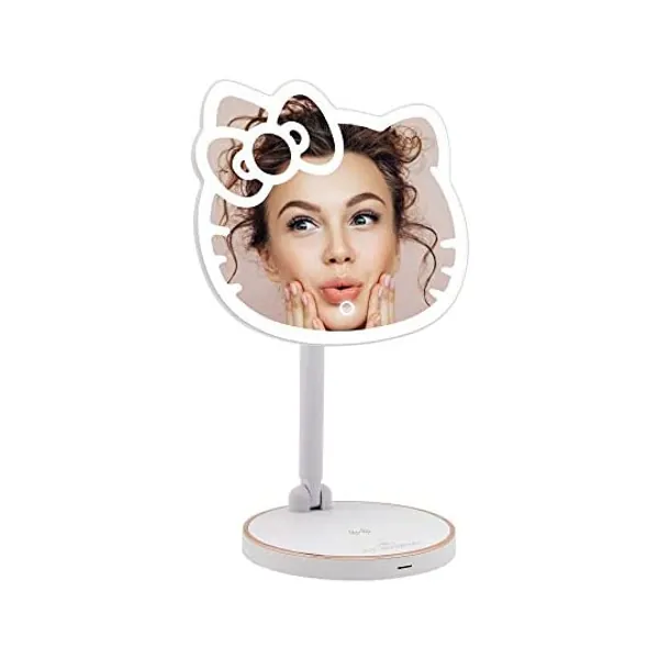 
                            Impressions Vanity Hello Kitty LED Rechargeable Makeup Mirror with 360 Degree Rotation, Touch Sensor Desk Mirror with Light Strip and Adjustable Brightness
                        