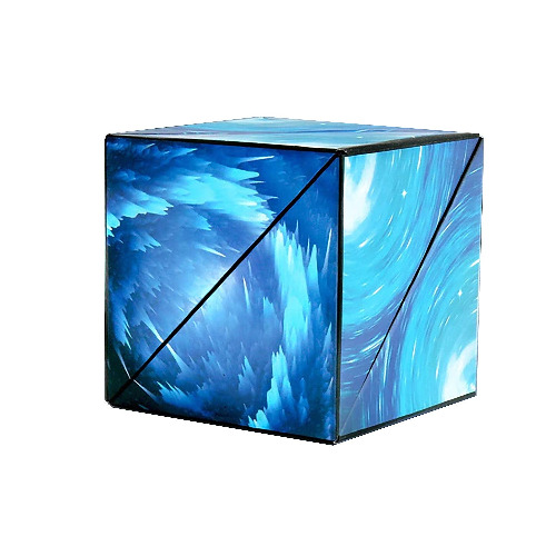 3D Changeable Magnetic Magic Cube, Shape Shifting Box Fidget Toy (Galactic Blue Version)