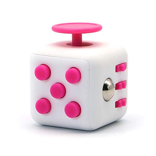 Appash Fidget Cube Stress Anxiety Pressure Relieving Toy Great for Adults and Children[Gift Idea][Relaxing Toy][Stress Reliever][Soft Material] (White&Pink) - White&pink