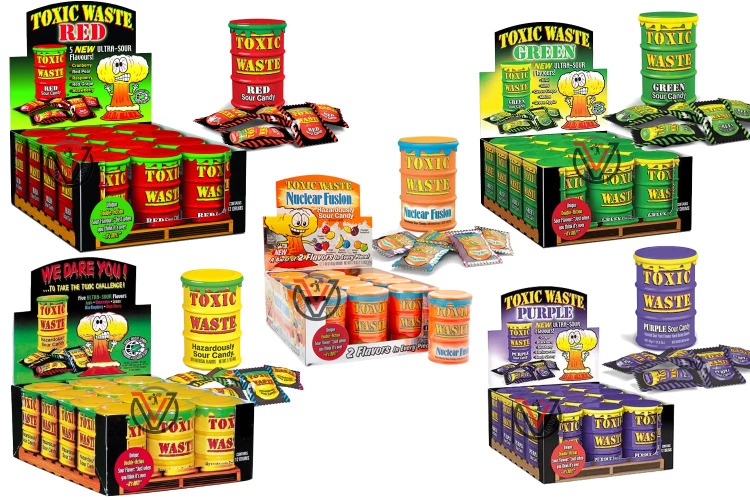 Toxic Waste Candy Mega Sour Retro Pick Mix Kids Sweets Candy 42g | Pick any Flavour & Number of Drums