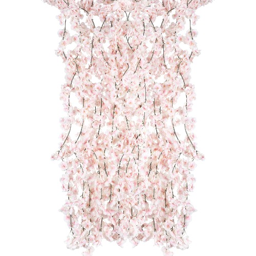 Homcomodar 2 Pack Artificial Silk Cherry Blossom Hanging Vine Garland for Wedding Home Garden Party Decor (Pink)