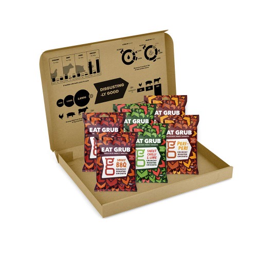 Crunchy Roasted Crickets: 6 Packs (72 Grams) - Smoky BBQ, Sweet Chilli, Peri-Peri - Edible Insects by Eat Grub