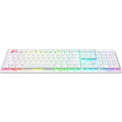 Razer DeathStalker V2 Pro Wireless Gaming Keyboard: Low-Profile Optical Switches - Clicky Purple - HyperSpeed Wireless & Bluetooth 5.0 - Up to 200 Hrs - Ultra-Durable Coated Keycaps - RGB - White - White - V2 Pro - Clicky Optical Switch