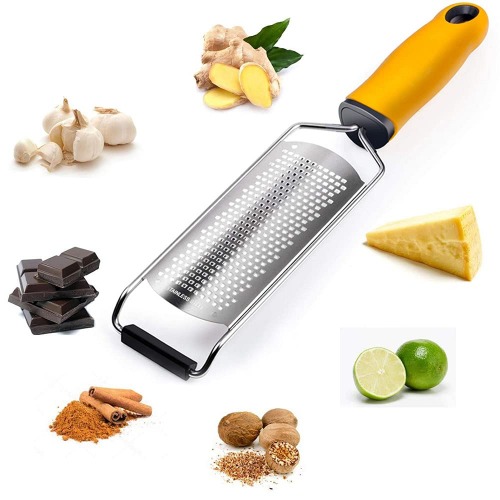 Citrus Zester Cheese Grater Multipurpose, Professional Stainless Steel Razor-Sharp Blade with Protective Cover, Ergonomic Soft Grip Handle, Parmesan Cheese,Lemon,Lime,Ginger,Chocolate,Fruits,Garlic,Kitchen Tool Dishwasher Safe