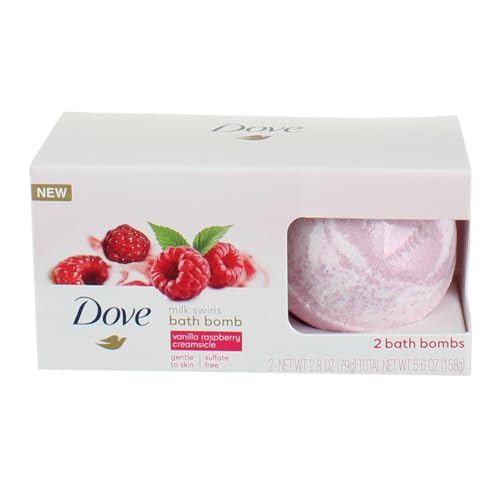 Dove Milk Swirls Vanilla Raspberry Creamsicle Bath Bombs 2.8 oz (Twin Pack) - Vanilla Raspberry,Raspberry,Vanilla - 5.6 Ounce (Pack of 1)