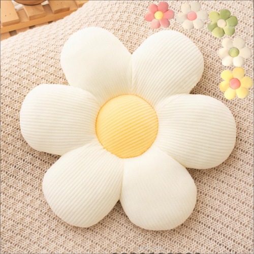 Flower Pillow - White & Yellow