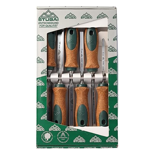Stemmeisensatz Korkheft, 6-teiliges Set (6,10,13,16,20,26mm) Stemmeisen mit rutschfestem Korkgriff aus nachhaltiger Herstellung, Stubai Stechbeitel zur präzisen Holzbearbeitung, Spezial Stecheisen - Satz 6-teilig D=6,10,13,16,20,26mm