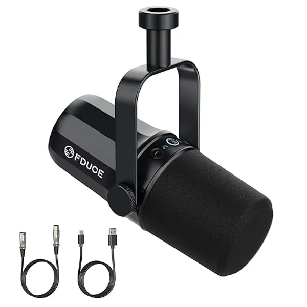 FDUCE SL40 Vocal Dynamic Podcast Mikrofon für Podcasting,Live-Streaming-Aufnahme, Eingebauter Kopfh?rerausgang, LED Mute Button, All Metal USB/XLR Cardioid Mic, Voice-Isolating Technologie - SL40 USB,XLR - black