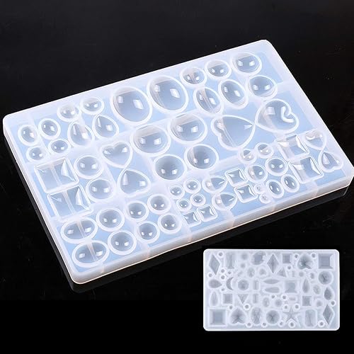 Schmuck Gießform Silikon, 2 Stück UV Resin Mold, Harz Form, Diy Epoxidharz Formen für Schmuckherstellung Anhänger Halskette Ohrringe Dekoration Schmuckständer DIY Basteln - Farbige Edelsteine