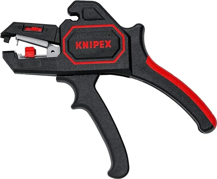 KNIPEX Automatische Abisolierzange, 0,2-6 mm², Feinjustierung, einstellbarer Längenanschlag, Abisolierwerkzeug, Abisolierer, 12 62 180