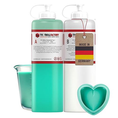 TFC Silikon Kautschuk Typ 1 - Hochdetailliertes Abformsilikon 1 KG - 2 Komponenten Silikon zur Herstellung von Silikonformen oder zum Gießen - Optimal für Objekte bis zu 30 cm - 1 kg