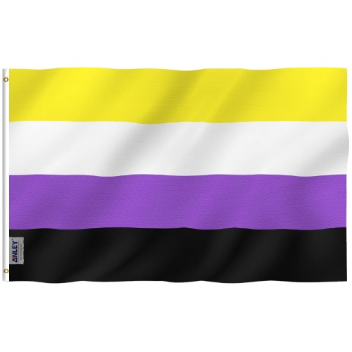 ANLEY Fly Breeze 3x5 Foot Non-Binary Pride Flag - Vivid Color and Fade proof - Double Stitched - NB Nonbinary Pride LGBT Genderqueer Gender Identity Flags Polyester with Brass Grommets 3 X 5 Ft - Fabric
