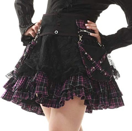 Lolita Charm Women's Punk Lolita Nana Skirt - One Size Black and Purple