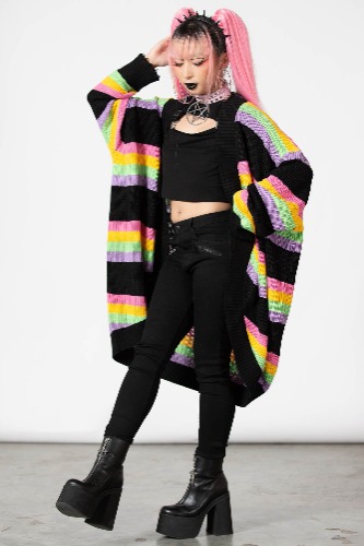 Rainbow Knit Cardigan | L / Rainbow / 55% ACRYLIC 45% COTTON