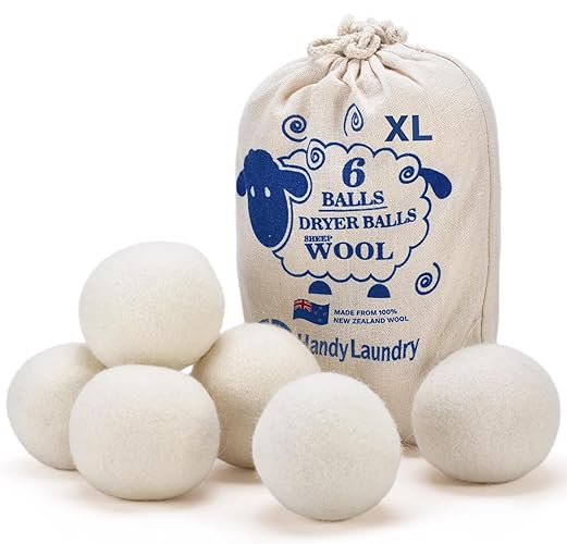 Handy Laundry Wool Dryer Balls - Natural Fabric Softener, Reusable, Reduces Clothing Wrinkles and Saves Drying Time, Better Alternative to Plastic Balls and Liquid Softener (Pack of 6) - 6