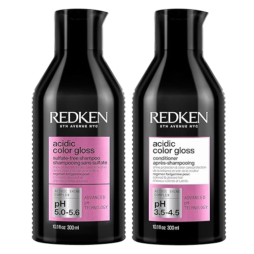 Redken Acidic Color Gloss Sulfate-Free Shampoo and Conditioner Set for Color Protection and Shine To Help Extend Color & Shine for Color-Treated Hair - 10.1 Fl Oz (Pack of 2)