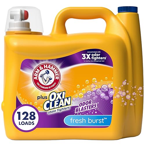 Arm & Hammer Plus OxiClean Odor Blasters Fresh Burst, 128 Loads Liquid Laundry Detergent, 166.5 Fl oz - Fresh Burst - 166.5 Fl Oz (Pack of 1)
