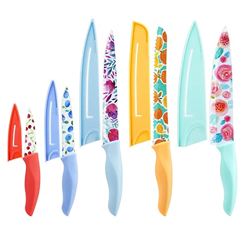 G.a HOMEFAVOR Knife Set, 5-piece Kitchen Knife Set Nonstick Coated with 5 Blade Guard, Multicolored - 5 Pieces