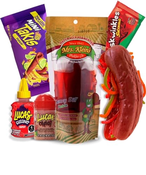 Chamoy Pickle Kit With Takis-Tiktok Candy Trend Item Includes Mexican Candy: Lucas Skwinkles, Lucas Gusano Chamoy Sauce, Baby Lucas Powder by Food Crush