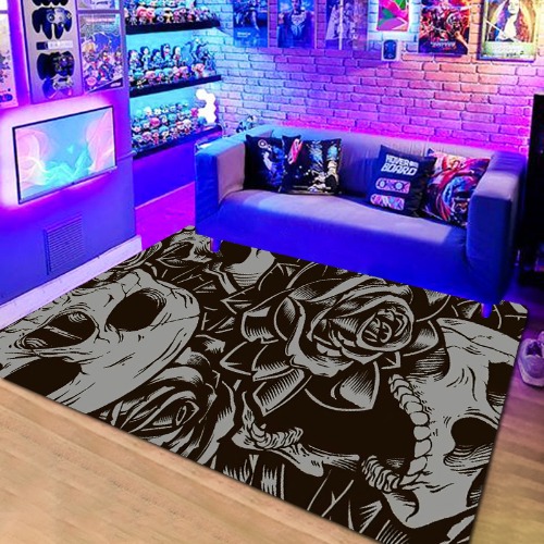 1pc Living Room Rug Skull Horror Home Entry Rug Doormat Non Slip Hallway Bedroom Bathroom Mat Kitchen Floor Mat Teen Room Decor Gothic Rug