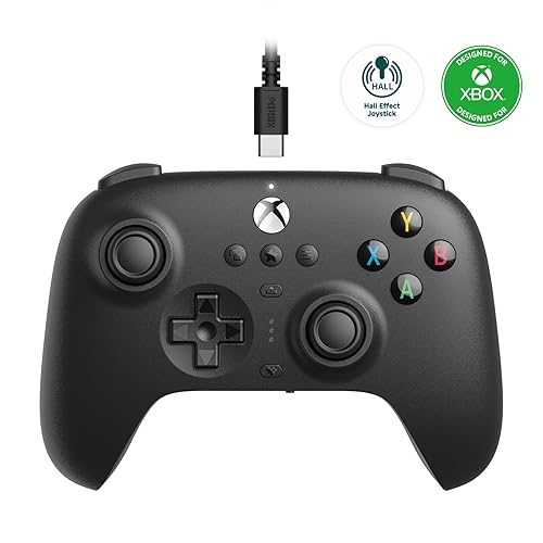 8Bitdo Ultimate Wired Controller for Xbox, Hall Effect Joysticks and Hall Triggers, Compatible with Xbox Series X|S, Xbox One, Windows 10 & Windows 11 - Officially Licensed (Black) - Black - Hall Effect Joystick
