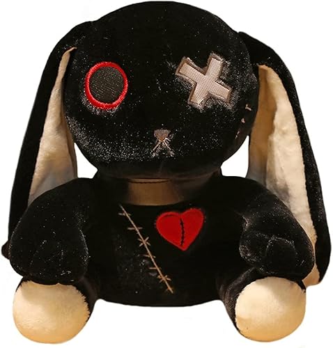 LKMYHY 12" Creepy Goth Bunny Plush - Spooky Stuffed Animal Toy for Halloween, Easter, Christmas, Birthday Gift (Black)