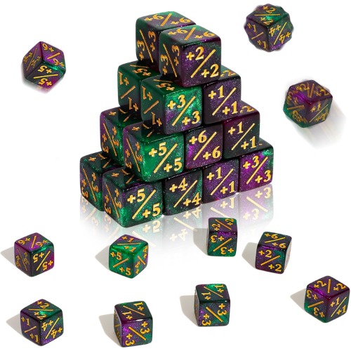 Dncvb Magic The Gathering Dobbelstenen, 24 stuks, fonkelende dobbelstenen, set van 24 stuks, compatibel met MTG, CCG, accessoires voor kaartspellen