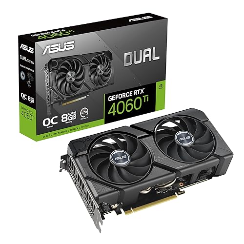 ASUS Dual GeForce RTX™ 4060 Ti EVO OC Edition 8GB GDDR6 (PCIe 4.0, 8GB GDDR6, DLSS 3, HDMI 2.1a, DisplayPort 1.4a, Axial-tech fan design, 0dB technology, Protective Backplate, Auto-Extreme Technology) - Dual|Black - RTX4060TI|EVO|OC|8G