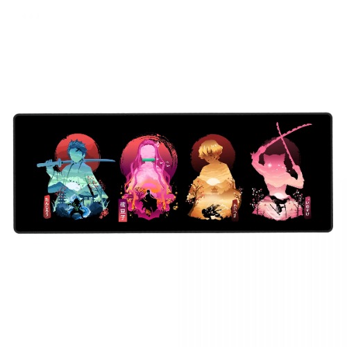Anime Large Gaming Laptop Mouse Pad Tanjiro Nezuko Zenitsu Inosuke, Big Desk Pads PC Keyboard Waterproof and Non-Slip 31.06 x 11.8inches 3mm Thick Rubber Table Mat Black - Black-1 31.06 x 11.8inch