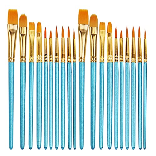 Paint Brushes, 20 Pcs Face Paint Brushes for Children Watercolor, Acrylic and Oil Painting Suitable for Decorations, Models, Figurines, Nail Art - Blue