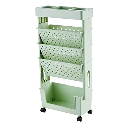 Movable Bookshelf, Rotatable and Removable Storage Organizer Shelf Practical Rolling Organization Shelf for Study Conference Room Home Living Room Use (Green) - Green