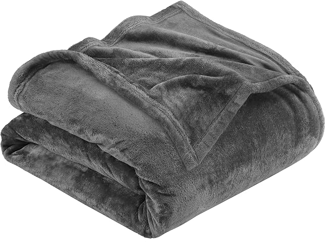 Utopia Bedding Fleece Blanket Queen Size [Grey, 90x90 Inch] - 300 GSM Blankets with Anti-Static Microfiber - Lightweight, Fuzzy, Cozy Blanket for Bed, Couch and Sofa - Suitable for All Seasons - Queen (Pack of 1) - Grey