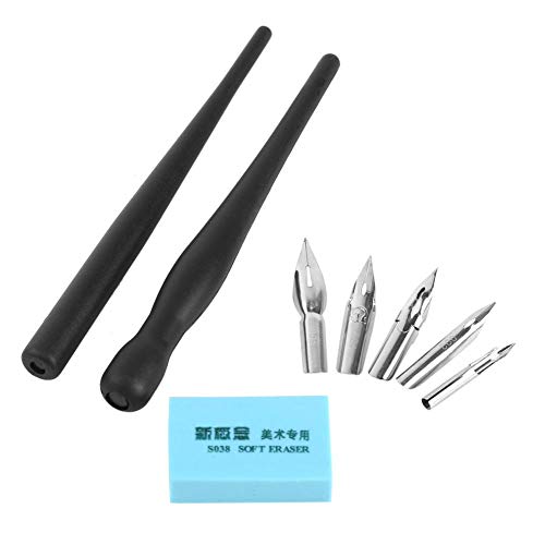 Yosoo Pen Nib Set, 1 Set Manga Cartoon Comic Pen Nibs Drawing Painting Writing Kit Tool with 2 Pen Holders and 5 Nibs