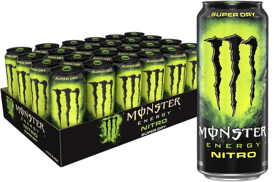 Monster Energy Nitro Super Dry Maximum Strength Drink 16, 384 Fl Oz, (Pack of 24) - biggest punch 384 Fl Oz (Pack of 24)