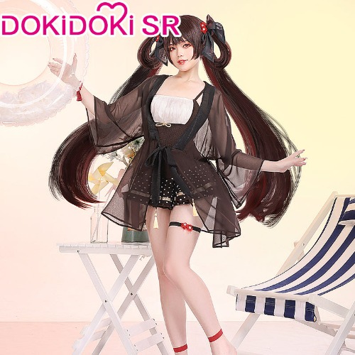 DokiDoki-SR Game Genshin Impact Hutao Cosplay Costume Doujin Swimsuit Hu Tao Cute Halloween | M