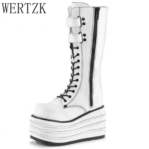  OFF|Punk Autumn Winter Women's Boots Elastic Microfiber Shoes Woman Ankle Boots High Heels Black Thick Platform Long Knee High Shoes - Women's Boots - AliExpress