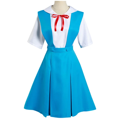 Asuka Langley Soryu disfraz de Cosplay Rei Ayanami para mujer, uniforme escolar, vestidos, peluca, pinzas para el pelo, ropa Loli de Halloween - AliExpress 
