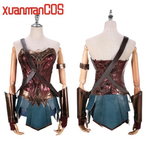 Disfraz de Cosplay de Anime Wonder Cos para mujer, Top marrón, corsé de piel sintética, pantalones cortos + peluca para niña, accesorios para Halloween - AliExpress 
