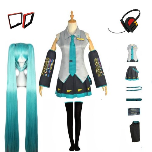 Disfraz de Cosplay de Anime Miku, vestido Midi de Japón, trajes femeninos para Halloween, trajes de fiesta de año nuevo, peluca - AliExpress 