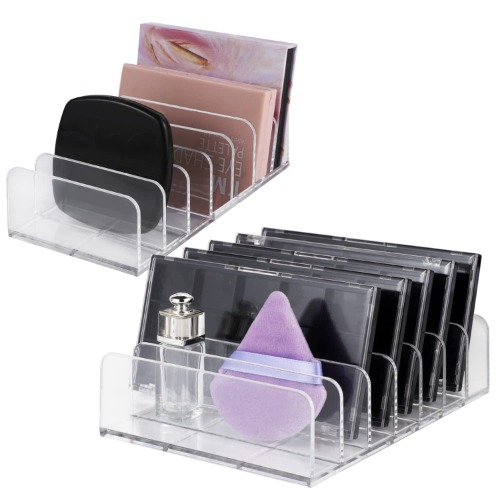 WSICSE 2 Pack Eyeshadow Makeup Palette Organizer, 7 Section Palette Holder Makeup Storage Organizer (S+M) - S+M